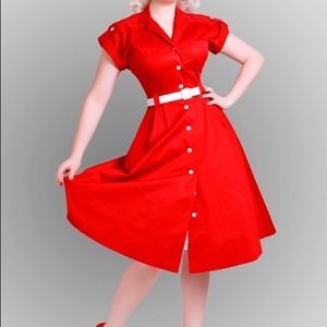 Bettie page Carla dress in ruby. Has pockets! 2xl. Rockabilly, pinup, retro